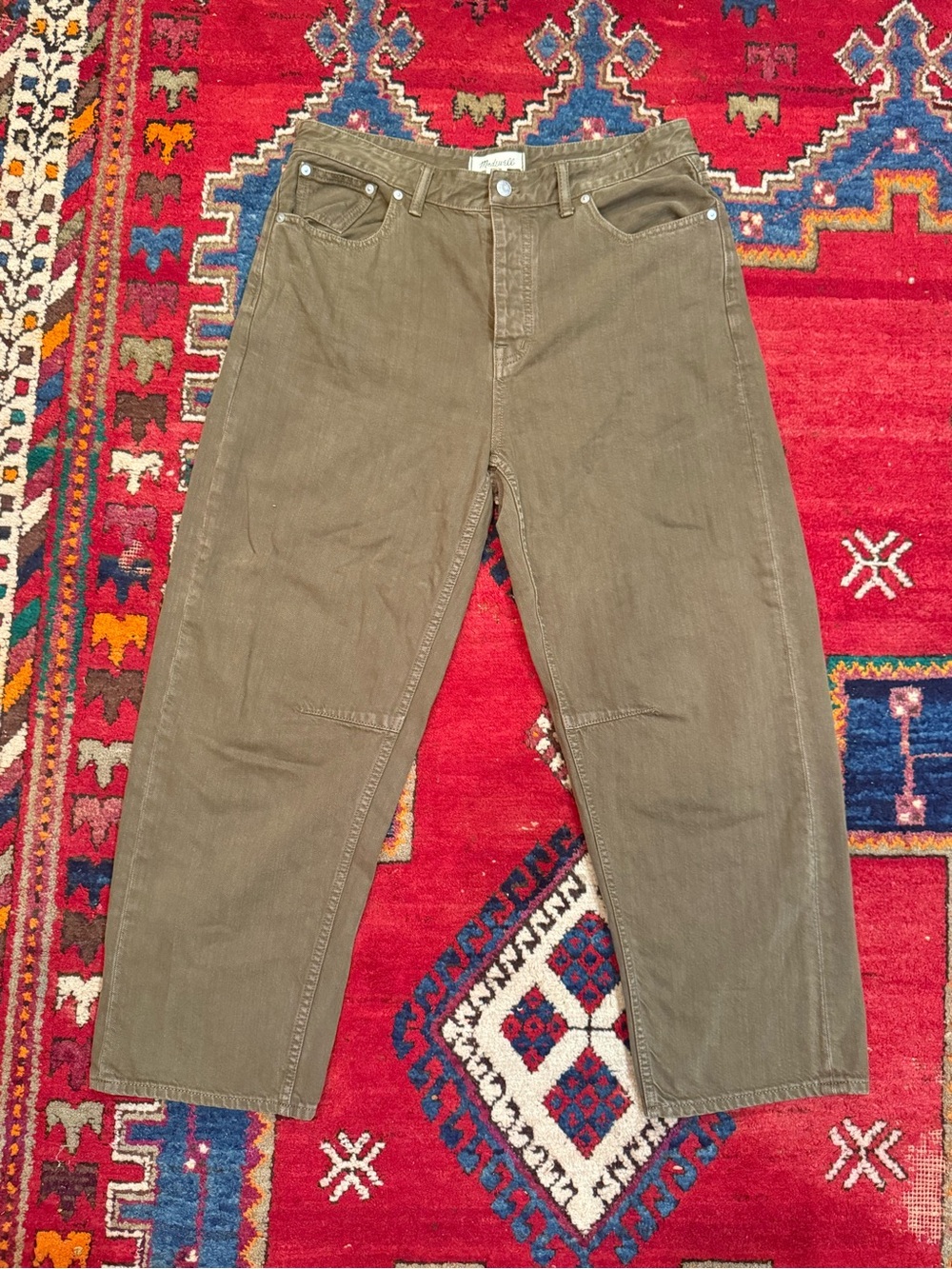 Madewell THE DARTED BARREL-LEG JEAN in Green Size 29